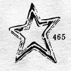 a black and white drawing of a star with the number 46 in it's center