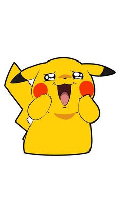 the pikachu pokemon character with its mouth open and hands in front of his face