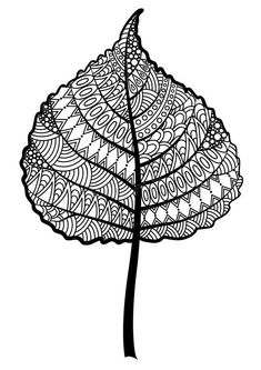 a black and white drawing of a leaf with intricate designs on it's back