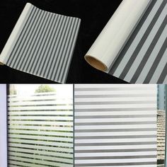 four different types of blinds in various styles and colors, with the same window coverings