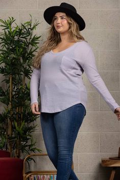 Expertly crafted for the modern woman, our Waffle Thermal Knit Plus Size Top boasts a V-neck, raglan long sleeves, and a convenient front patch pocket. Its warm and cozy material is perfect for the Fall season, while the trendy design and round hemline make a stylish statement. Unlined for comfort, this top is a must-have addition to any fashion-forward wardrobe. 98% polyester, 2% spandex. Ships in 1-3 business days Cute Plus Size, Plus Size Outfit, Plus Size Top, Fall Season, Modern Woman, Warm And Cozy, Patch Pocket, The Fall, Fashion Forward