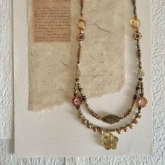 Vintage-inspired Double Layer Czech Beaded Necklace With Floral Accents Boho Chic Jewelry Handmade Statement Necklace - Etsy Layered Necklaces Boho, Diy Statement Necklace, Handmade Statement Necklace, Boho Necklaces, Boho Festival Fashion, Boho Layering, Double Layer Necklace, Boho Chic Jewelry, Soft Feminine