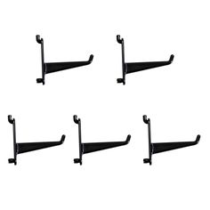 four black shelf brackets are shown in this image, and there is no image to describe