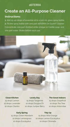 Avoid toxins while spring-cleaning this year! Make your own DIY cleaners that are all-natural. Citronella Essential Oil Benefits, Dottera Oils, Essential Oil Cleaning, Outside Tables, Doterra Disinfectant Spray, Doterra Onguard Cleaner Concentrate, Doterra Citronella, Why Doterra, Diy All Purpose Cleaner