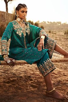 Buy Anita Dongre Hinal Bandhani Kurta Set Online | Aza Fashions Bandhani Kurta, Kurta Set For Women, Anita Dongre, Tarun Tahiliani, Embroidered Neckline, Embroidery Suits, Indian Designer Wear, Kurta Set, Designer Gowns