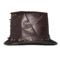 Steampunk Metallic Brown Unisex Spiked Leather Top Hat Steampunk Top, Steampunk Top Hat, Studs And Spikes, Types Of Hats, Skull Head, Wearing A Hat, Fashion Now, Style Punk, Small Detail