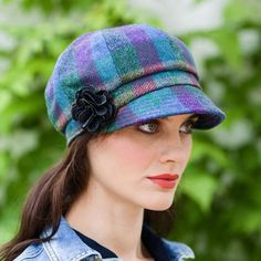 The Irish Tweed Plaid Newsboy For Women Made By Mucros Weavers is the perfect accessory for your daily and casual dress and ideal for outdoor activities such as walking, shopping, and driving. This hat would be a perfect gift for someone special in your life. Size: One Size.  Color: Blue.  Gender: female.  Age Group: adult. Crochet Newsboy Hat, Celtic Clothing, Scottish Clothing, Irish Tweed, Tweed Hat, Celtic Woman, Aran Sweater, Newsboy Hat, Wool Caps