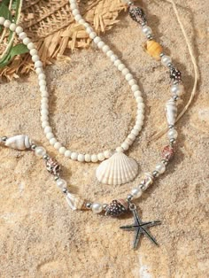 Vacances Collar  coquille   Embellished Seashell Jewelry Diy Necklaces, Sea Shells Necklace, Sea Shell Necklace Diy, Diy Shell Jewelry, Collar Conchas, Tassel Jewelry Diy, Summer Jewelry Beach, Diy Wire Jewelry Rings