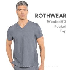 A traditional yet fashionable scrub top that our Gents will surely love, meet our Westcott 3-Pocket Top. Designed with a welt chest pocket and two large patch pockets that give you great storage for your work essentials. Available in Black, Ceil, Royal, Navy, Pewter, and featuring our Slate Gray (Heathered fabric) #kcessentialwear #maternityscrubs #maternitywear #scrubs #wearscrubs #qualityscrubs #medicaluniform #medicine #rn #rnlife #healthcareheroes #nurse #nursing Maternity Scrubs, Scrub Style, Work Essentials, Slate Gray