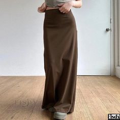 Fisdy - Elegant High-Waisted Skirt with Flared Hem Flowy Style, High Waist Long Skirt, High Waisted Maxi Skirt, Half Body, Crop Top Dress, Wrap Around Dress, Wrap Around Skirt, Long Skirts For Women, Half Skirt