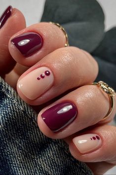 Burgundy Nail Designs, Deep Red Nails, Dark Red Nails, Builder Gel Nails, Fall Gel Nails, Subtle Nails, October Nails, Simple Gel Nails, Shiny Nails