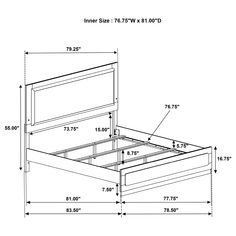 an image of a bed frame with measurements