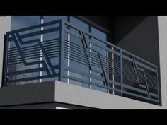 an architectural rendering of a balcony with railings and balconies on the side of a building