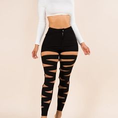 Black Bandage Pants With Pockets.30% Nylon 60%Rayon 5% Spandex. Black High Stretch Bottoms For Night Out, Edgy Tight Black Bottoms, Edgy High Stretch Black Pants, High Rise High Stretch Black Bottoms, Edgy Black Tight Pants, Edgy High-waist Stretch Pants, Black Tight Trousers, Edgy High Waist Elastane Pants, Edgy High-waist Stretch Bottoms