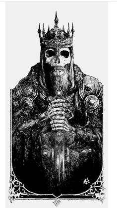 Act I scene v 182, Ghost: Swear by his sword. Witch King Of Angmar, Art Of Manliness, 다크 판타지, Viking Tattoos, A Skull, Skull Tattoos, Skull And Bones, Gothic Art, Skull Art