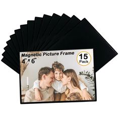 six black magnets with the text magnetic picture frame