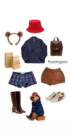 various items are arranged in the shape of a collage with words reading paddington on it