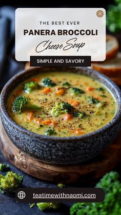 the best ever panera broccoli cheese soup is made with simple and savory ingredients