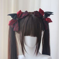 This price is for a pair of hairclips only, others are not included. Vampire Hair, Halloween Hair Accessories, Devil Wings, Demon Wings, Dark Ghost, Double Ponytail, Halloween Accessories Hair, Halloween Bows, Pink Pumpkins