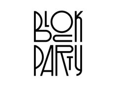 the words b o k party are black and white