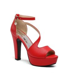 Color: Red, Size: 46 Chunky Heel Platform Sandals, Roman Shoes, Sandals 2023, Ankle Strap Chunky Heels, Club Office, Heels For Women, Platform Heels Chunky, Chunky Heels Sandals, Shoes Summer