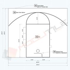 the basketball court is shown with measurements