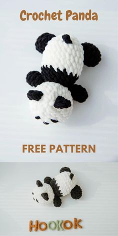 the crochet panda is made with yarn and it's black and white colors