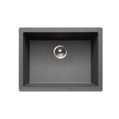 an image of a black square sink on a white background with the drain in it