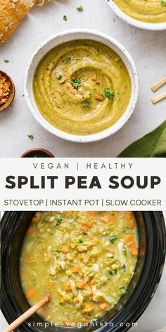 vegan healthy split pea soup in a slow cooker