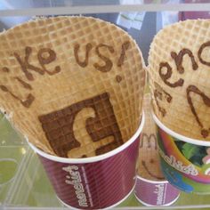 two waffle cups with the words yes and no written on them