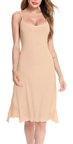 PRICES MAY VARY. 【SOFT & STRETCHY FABRIC FOR FULL SLIP DRESS】Women's soft under slip dress made from 95% Modal and 5% Spandex, perfectly stretchy and smooth touch feeling, perfect also for basic under slip dress, sleep or lounge wear dress. 【CLASSIC DESIGNED FOR WOMEN SLIPS】women's full slips with v-neckline and the adjustable straps allow for tailored fit. Extremely elasticity and soft fabric good for smooth look under clothes all day. 【FITS FOR OTHER OCCASIONS】The petticoat slips for under dre Lingerie Rosa, Lounge Wear Dress, Sleeping Woman, Slip Midi Dress, Lace Nightgown, Lace Formal Dress, Satin Bridesmaid Dresses, Under Dress, Satin Midi Dress