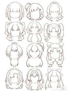 Female Hair Art Reference, Types Of Bangs Drawing, Cute Short Hairstyles Drawing, Hair Tutorials Draw, Anime Style Drawing Tutorial, Cartoon Hairstyles Drawing, Anime Hair Tips, Hair Tutorials Art, How To Draw Wolf Cut Hair