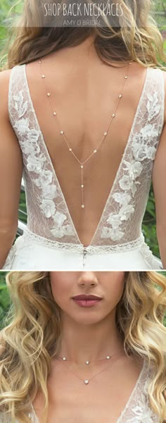 the back of a woman's dress is shown in three different angles, including one showing