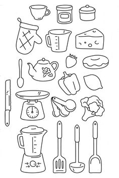 kitchen utensils coloring pages