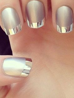 French Manicure Nail Designs, Silver Nail Art, Manicure Nail Designs, French Manicure Nails, Silver Nail, French Nail Designs, Wedding Nails Design, בר מצווה