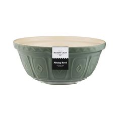 a green bowl with a label on the bottom that says,'making bowl '