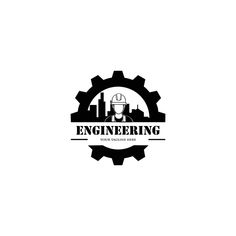 the logo for engineering is shown in black and white