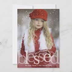 Modern Blessed Overlay Photo Christmas Card Christmas Rustic, Christmas Holiday Photos, Family Holiday Photos, Merry Christmas Vintage, Photo Invitations, Christmas Invitations, Christmas Holiday Cards, Holiday Postcards, Christmas Snow