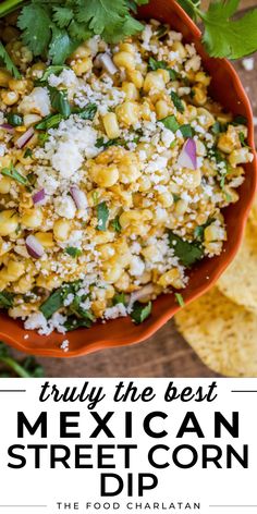 mexican street corn dip with cilantro and parsley