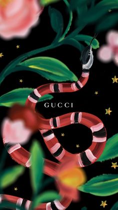 gucci magazine cover with an image of a snake and flowers