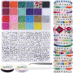 the beading kit is full of beads and beads for making bracelets or necklaces