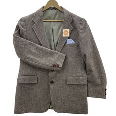 Vtg Levi Strauss Tailored Classic Wool Tweed Sport Coat 2 Leather Button Mens 44r Heather Gray Herringbone With Gray, Blue, Green, & Tan Highlights Note: Listing Includes The Jacket Only! Measurements Are As Follows: Please See Photo's For Additional Measurement Help And Product Condition! Chest: 44r" Pit To Pit: 22" Waist: 42" Shoulder: 19" Sleeve Length: 24.5" Back Length: 31" Returns Accepted When Returned In The Same Unused Condition As It Was Sent - Shipped With Usps Mail - 3 Options Availa Brown Tweed Jacket With Button Closure For Semi-formal Occasions, Tailored Tweed Blazer With Houndstooth Pattern, Brown Tweed Jacket With Single Button And Lapel Collar, Tweed Houndstooth Blazer With Notch Lapel, Brown Tweed Jacket With Single Button, Brown Single Button Long Sleeve Tweed Jacket, Business Tweed Blazer With Welt Pockets, Classic Wool Tweed Jacket With Houndstooth Pattern, Classic Wool Houndstooth Tweed Jacket