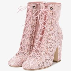 Step into chic elegance with our Pink Lace Square Toe Block Heel Tie-up Booties for Women. These trendy boots blend feminine charm with a fashion-forward edge. Elevate your style today! Handcrafted US sizing. Fits true to size. Heel height: 3" / 80 mm approx Product measurements were taken using size 8. Please note that measurements may vary by size. Chic and elegant pink lace design. Square toe for a modern and stylish look. Comfortable block heel for all-day wear Trendy tie-up closure. Perfect for adding a touch of sophistication to your outfit. Romantic Stuff, Pink Booties, Mode Shoes, Lace Ankle Boots, Booties For Women, Lace Booties, Kawaii Shoes, Boots Square Toe, Trendy Boots