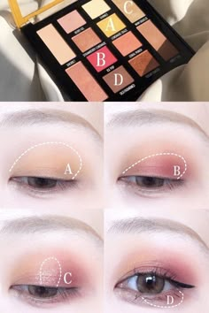 Hooded Eye Makeup Tutorial, Evening Eye Makeup, Asian Makeup Tutorials, Makeup Ojos, Shimmer Eye Makeup, Homemade Makeup, Pink Eye Makeup, Cute Eye Makeup