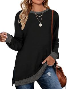 Long Tunics For Women, Stylish Tunic Tops, Tunic Tops For Leggings, Tunic Tops Summer, Stylish Tunic, Casual Chique, Casual Tunics, Simple Shirts, Womens Long Sleeve Shirts