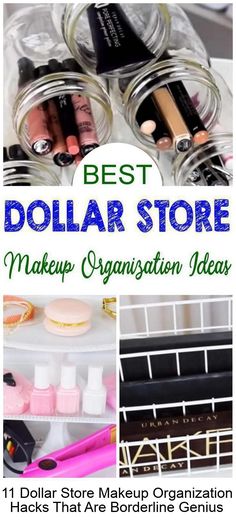 Dollar Store Hacks for the BEST makeup organization. Use these cool & cute DIY Dollar Tree craft projects for the most amazing organization & storage ideas for your eyeshadow palettes & more. Easy & simple Dollar Tree hacks for the best craft projects to get tidy & clutter free. Great youtube video tutorials for bedroom, bathroom, makeup, beauty supplies, small spaces & more. Check out these cool Dollar Store kitchen hacks today #hacks #diy #make Makeup Storage For Small Spaces, Makeup Organizing Hacks, Bathroom Organization Hacks, Dollar Tree Diy Organization, Diy Makeup Storage, Organizing Hacks, Makeup Drawer Organization, Bathroom Organization Diy