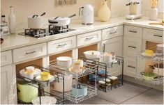 the kitchen is clean and ready to be used as a storage area for food items