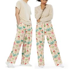 His and Hers Couples Matching Christmas Pajamas! Mele Kalikimaka - say Merry Christmas from the beach! Get the comfort of pajamas in this stylish pair of wide-leg pants with this adorable beach theme snowman party print. With the adjustable waist, side pockets and stretchy fabric, it’s like your favorite sweatpants but better. Grab one for yourself and for your partner for matching Christmas pajamas!• Relaxed unisex fit• Practical side pockets• Elastic waistband with a drawstring• Can be worn on Cute Matching Pajamas For Couples, Matching Pajamas For Couples Christmas, Matching Christmas Pajamas Couples, Swim Capris, Snowman Party, Swim Leggings, Couple Pajamas, Matching Christmas Pajamas, Perfect Leggings