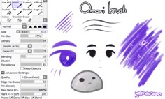 an image of a purple face with the words omen brush on it