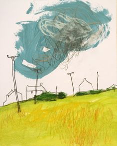 a drawing of some power lines in the grass